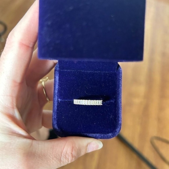 emerald cut half eternity band Moissanite ring - Picture 4 of 7